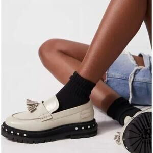 Free People Teagan Tassel Loafers in Antique Ivory NIB